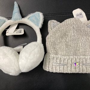 Ear muff and cat stocking cap Claire’s